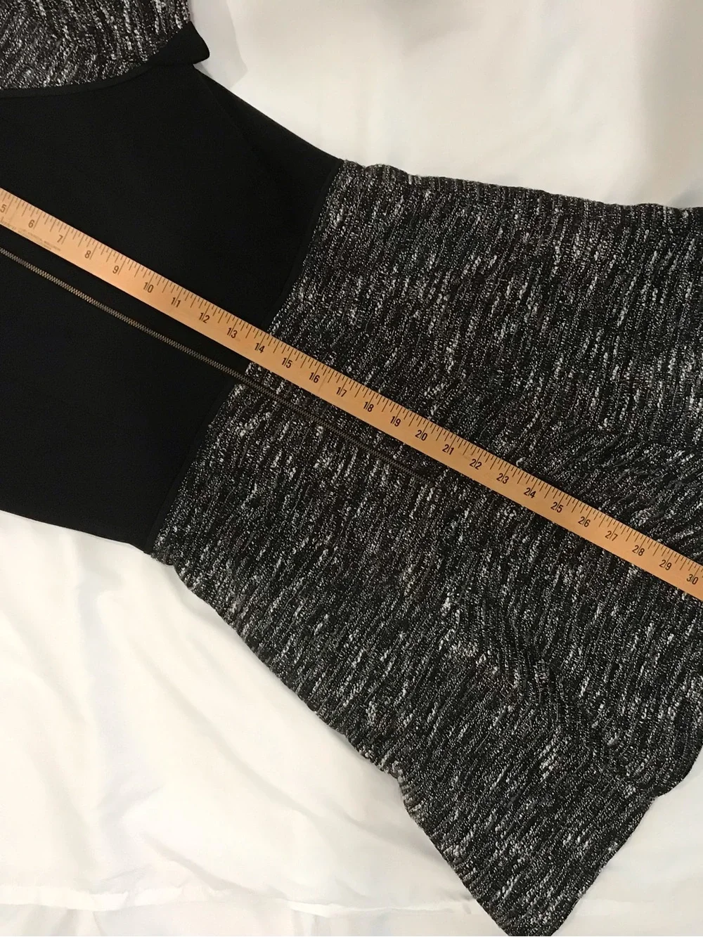 Ladies Black & Gray Textured Fit-and-Flare Dress